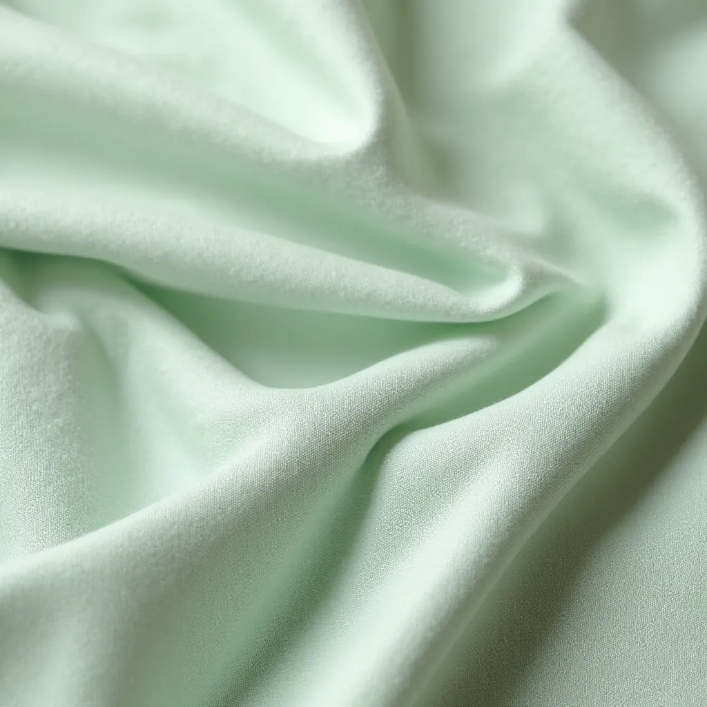 Close-up detail of natural linen weave texture in sage green, showing fiber irregularity and natural color variation